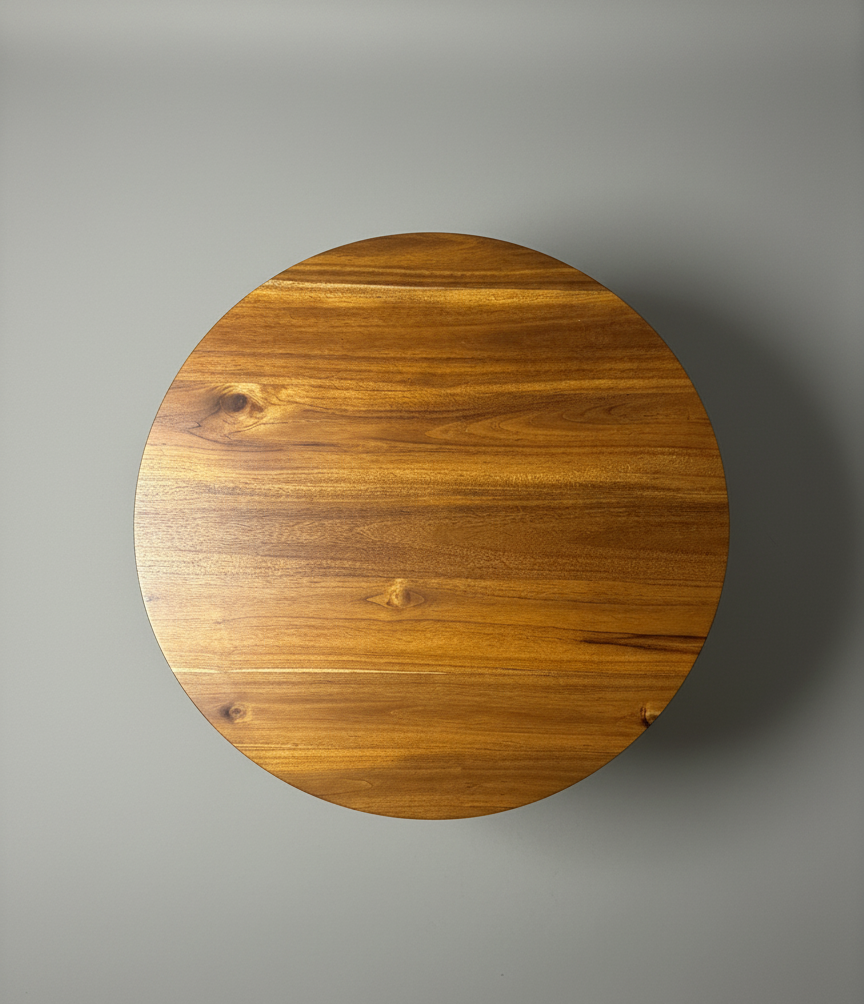 Top-down view of the Lorien Coffee Table Limited Edition with a solid timber round top and smooth grain detail on a neutral background.
